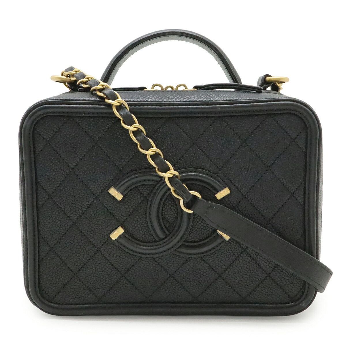 Chanel Chanel Chanel CC Filigree Caviar 2way Bag Leather Vanity Bag A93343 DUTY FREE for USA Size ONE SIZE - 1 Thumbnail