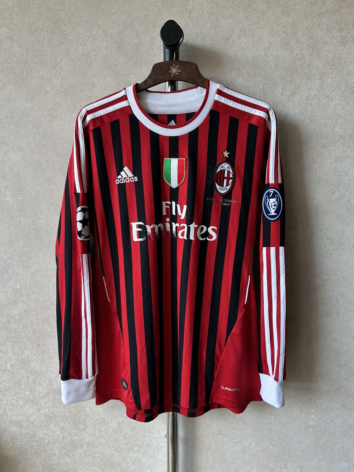 Adidas Adidas AC Milan 2011/12 Home Long Sleeve Soccer Jersey Size US M / EU 48-50 / 2 - 1 Thumbnail