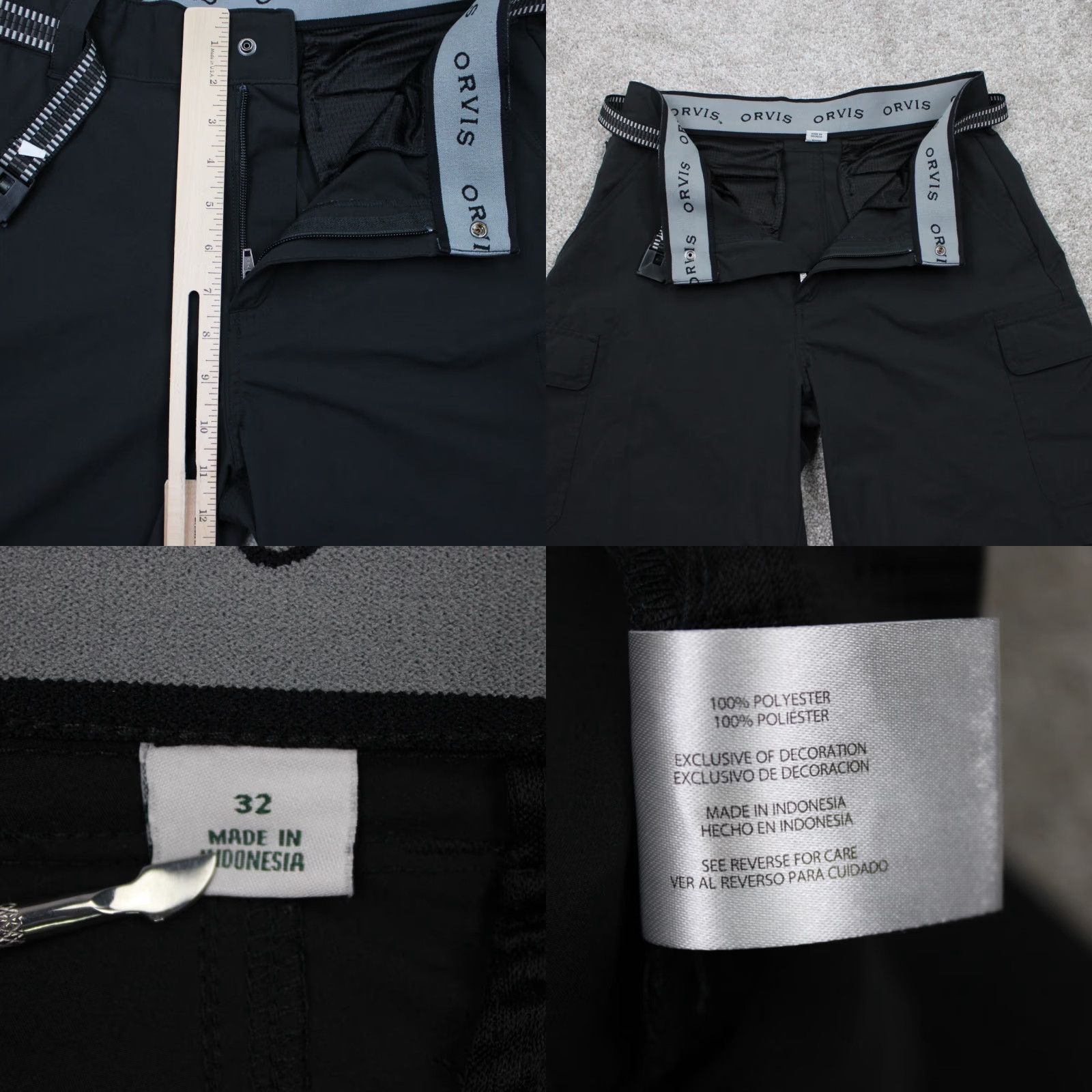 Orvis Orvis Cargo Shorts Mens 32 Black Belted Polyester Zip Pocket 9" Inseam Size US 32 / EU 48 - 8 Thumbnail