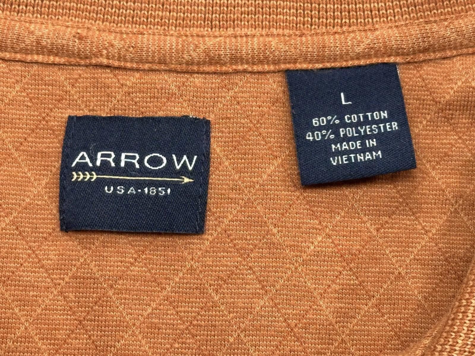 Arrow Arrow 1/4 Button Pocket Short Sleeve Polo Shirt Rust Men's L Size US L / EU 52-54 / 3 - 5 Thumbnail