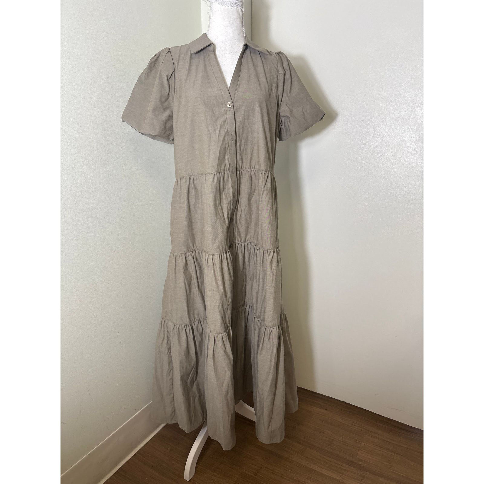 Brochu Walker NWT Brochu Walker Warm Gray Short Puff Sleeve Maxi Dress S M Size M / US 6-8 / IT 42-44 - 1 Thumbnail