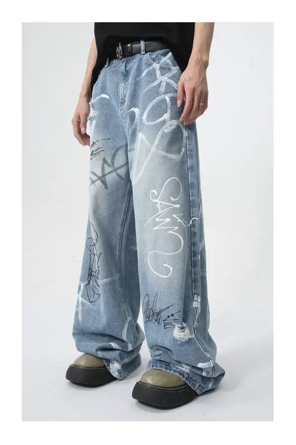 VIBE American street graffiti fun straight jeans trend Size US 32 / EU 48 - 4 Thumbnail