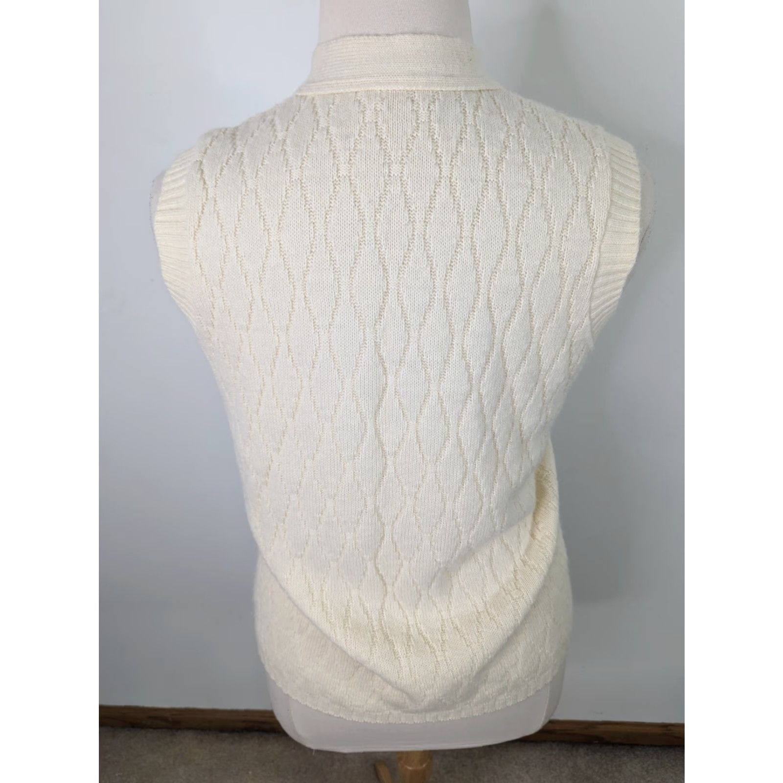 Vintage VINTAGE Women's Sweater Vest Open Front Deep V Blue XL Hand Knit 80s Size XL / US 12-14 / IT 48-50 - 3 Thumbnail