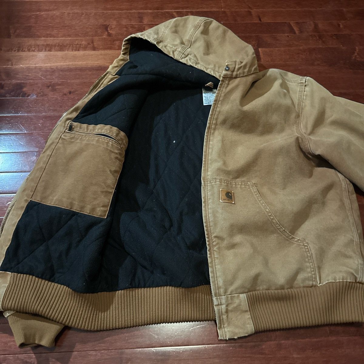 Carhartt Vintage Tan Carhartt Hooded Jacket Size L Size US L / EU 52-54 / 3 - 3 Thumbnail