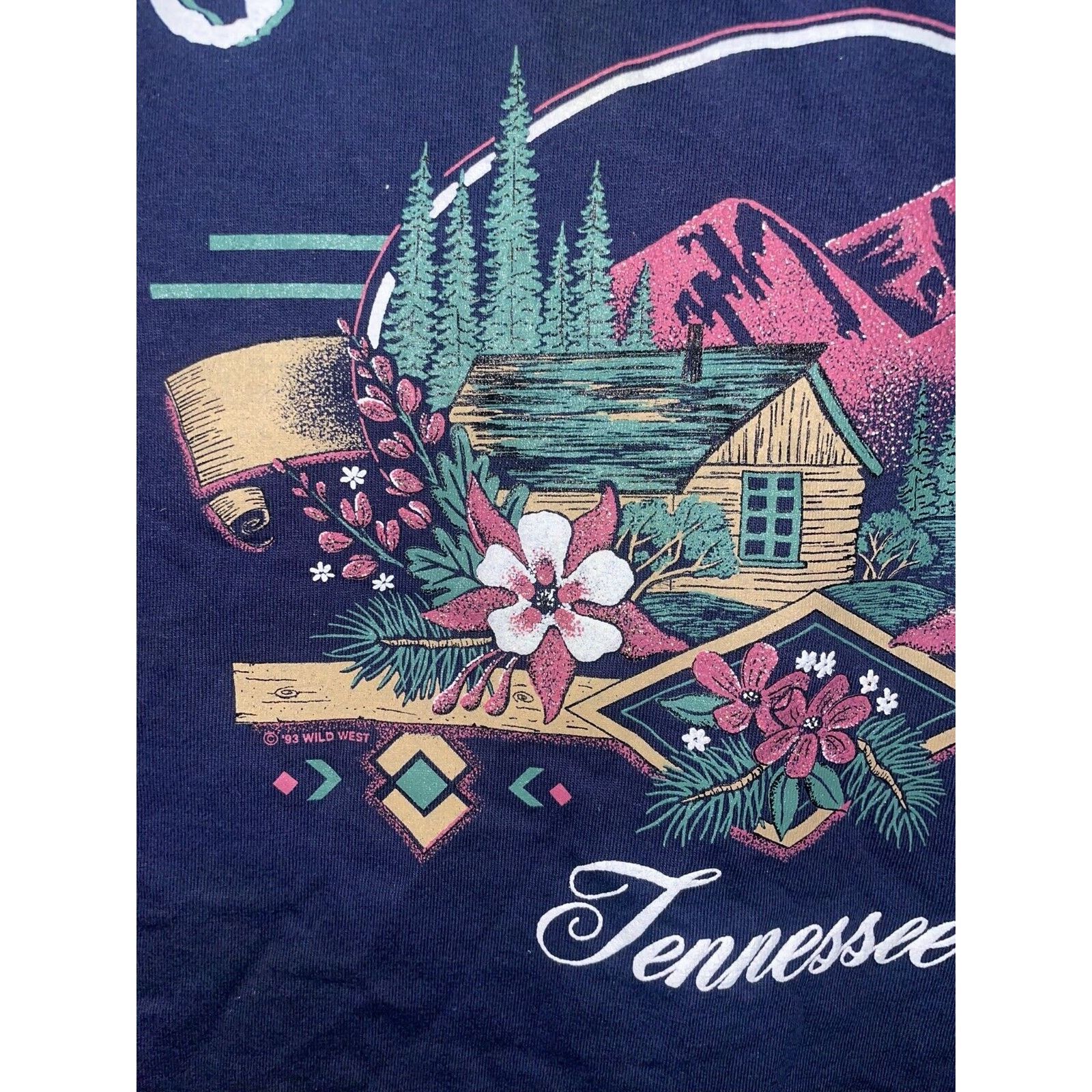 Jerzees Vintage Gatlinburg Shirt Tennessee Blue Tee VTG 90s Large Size US L / EU 52-54 / 3 - 2 Thumbnail