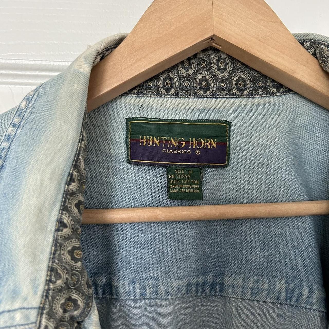 Vintage Vintage Hunting Horn Faded Oversized Denim Shirt Size US XL / EU 56 / 4 - 4 Thumbnail