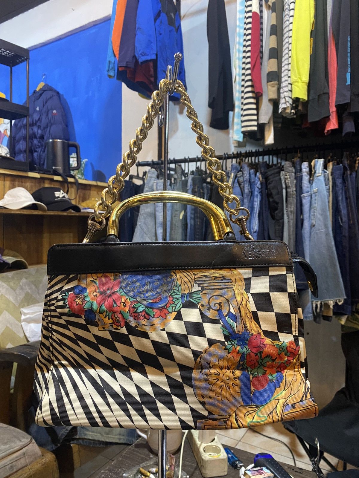 Versace Vintage gianni versace handbag print geometric chess Size ONE SIZE - 1 Thumbnail