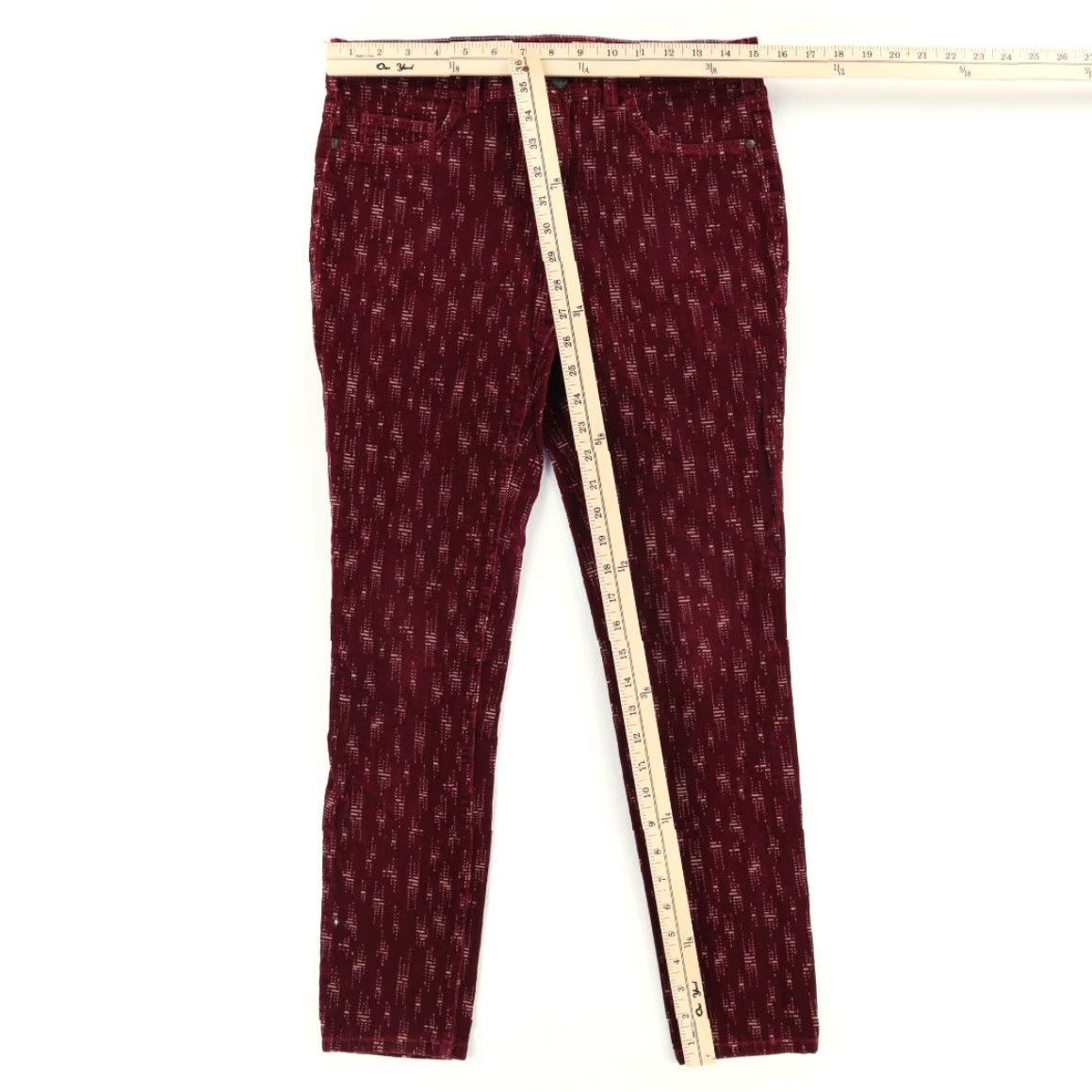 Vintage Pilcro and the Letterpress Serifs Skinny Cotton Corduroy Chino Pants Burgundy Women's 29 Size 29" - 3 Thumbnail