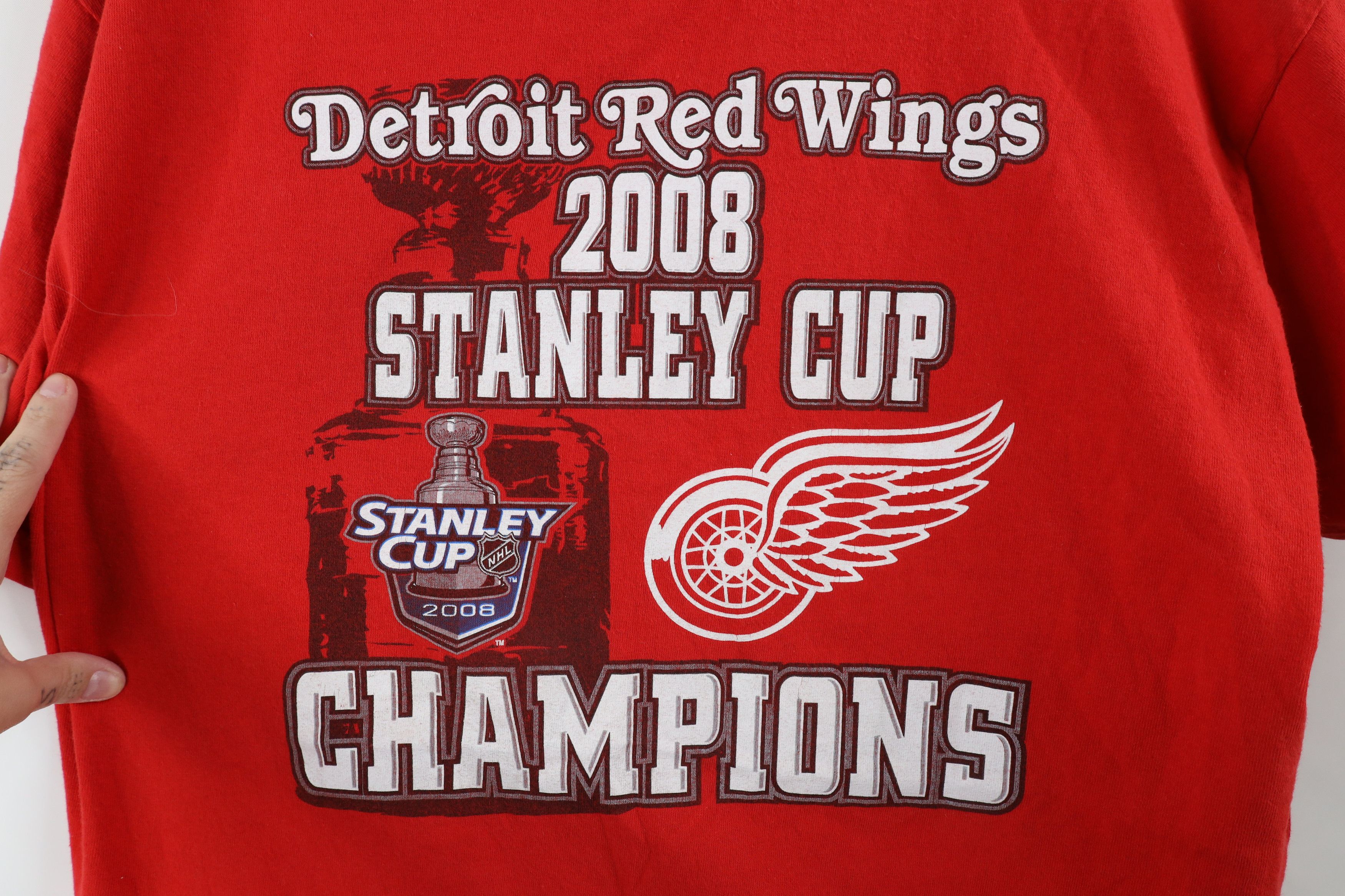 Vintage Vintage Cup Champions Detroit Red Wings Hockey T-Shirt Size US L / EU 52-54 / 3 - 4 Thumbnail