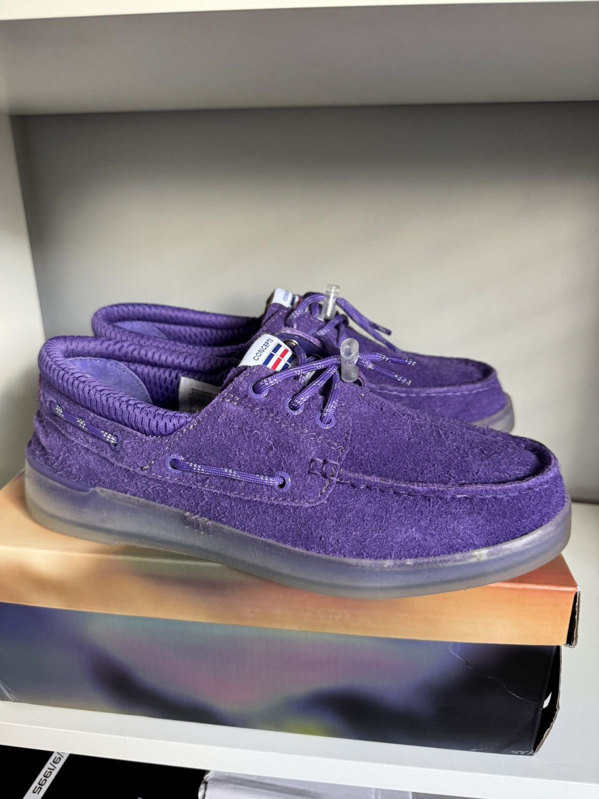 Sperry Concepts x Sperry 3-Eye Purple Suede Boat Shoes Size US 8 / EU 41 - 2 Thumbnail