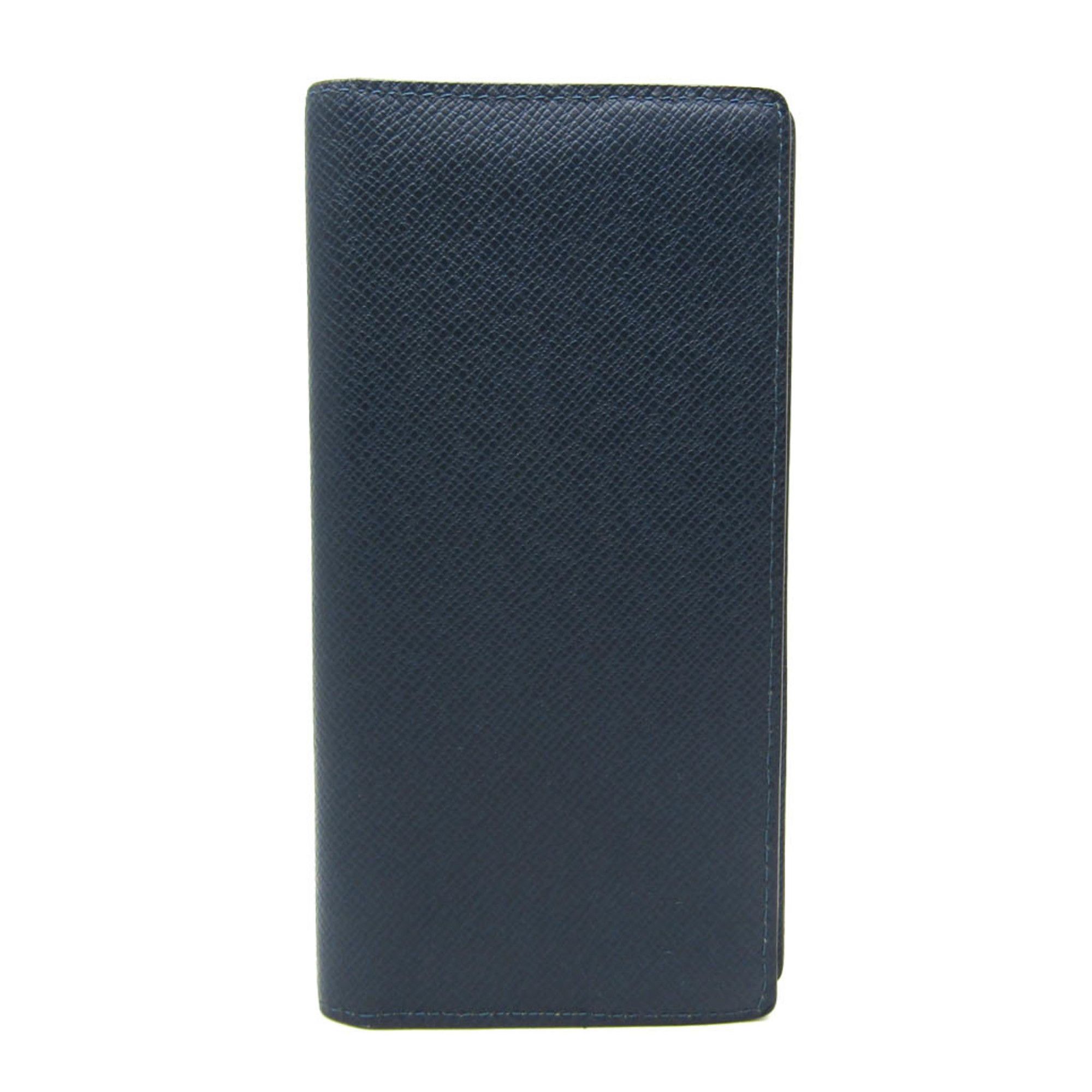 Louis Vuitton Louis Vuitton Taiga Brazza Wallet M30502 Men's Taiga Leather Long Wallet (bi-fold) Navy Blue Size ONE SIZE - 1 Thumbnail