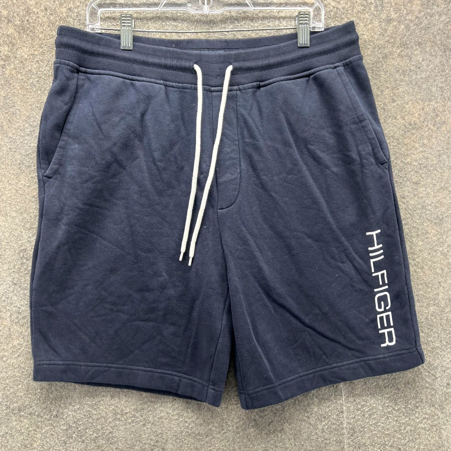 Tommy Hilfiger Tommy Hilfiger Sweat Shorts Mens Large Blue Fleece Logo Drawstring 11 Inseam Size US 33 - 2 Thumbnail