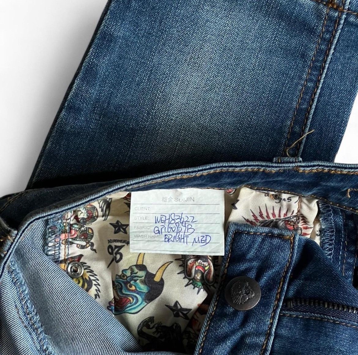 Designer × Ed Hardy × Vintage Ed Hardy Blue Jeans Sample 2020 Size US 29 - 4 Thumbnail