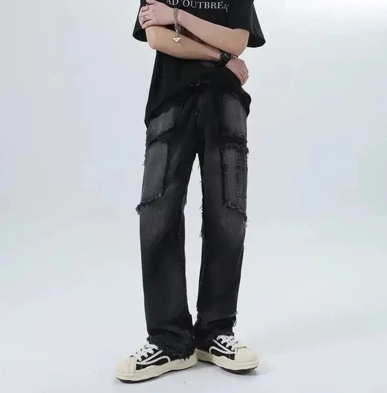 Straight tube loose fitting street jeans