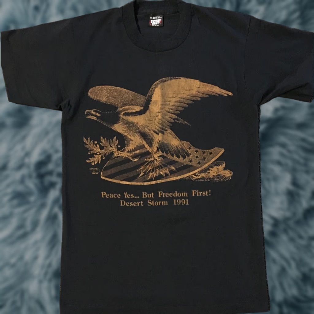 Vintage VINTAGE Desert Storm Peace Yes… But Freedom First! Shirt M War Army Funny Humor Nike Size US M / EU 48-50 / 2 - 1 Thumbnail