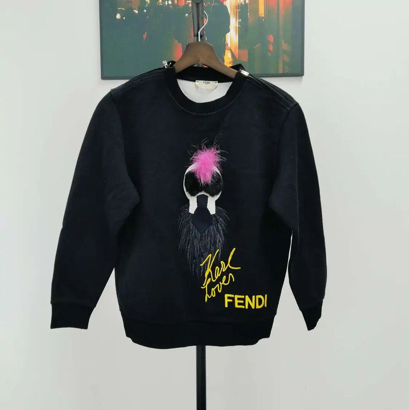 Fendi Fendi Black Cotton Long Sleeve Sweatshirt 0089 Size M / US 6-8 / IT 42-44 - 1 Thumbnail