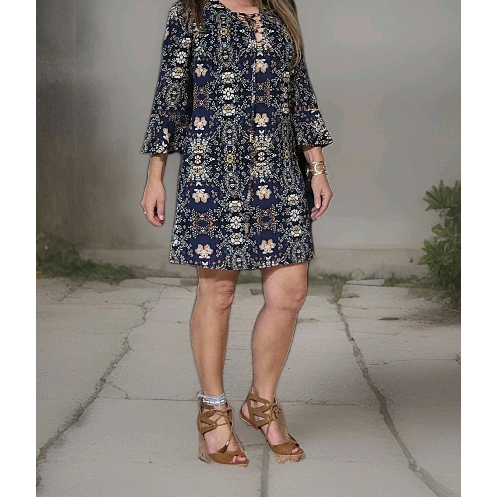 Jessica Simpson Jessica Simpson Dress XS 2-4 Floral Shift 3/4 Bell Sleeve Size XS / US 0-2 / IT 36-38 - 15 Thumbnail