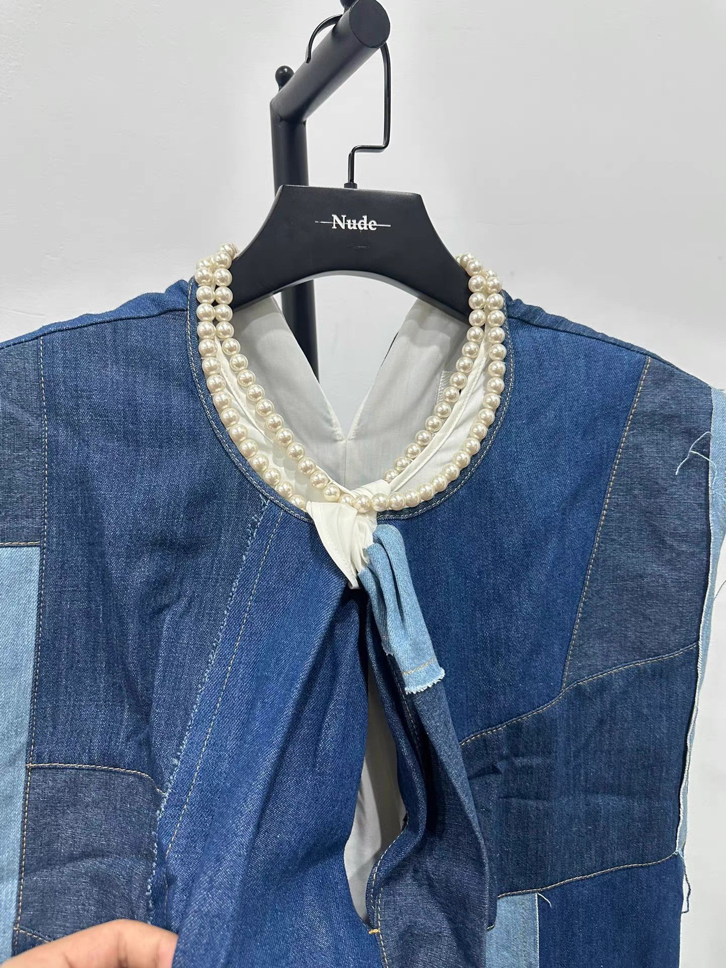 Junya Watanabe Junya Watanabe Denim Patchwork & Pearl Dress K20 Size S / US 4 / IT 40 - 3 Thumbnail