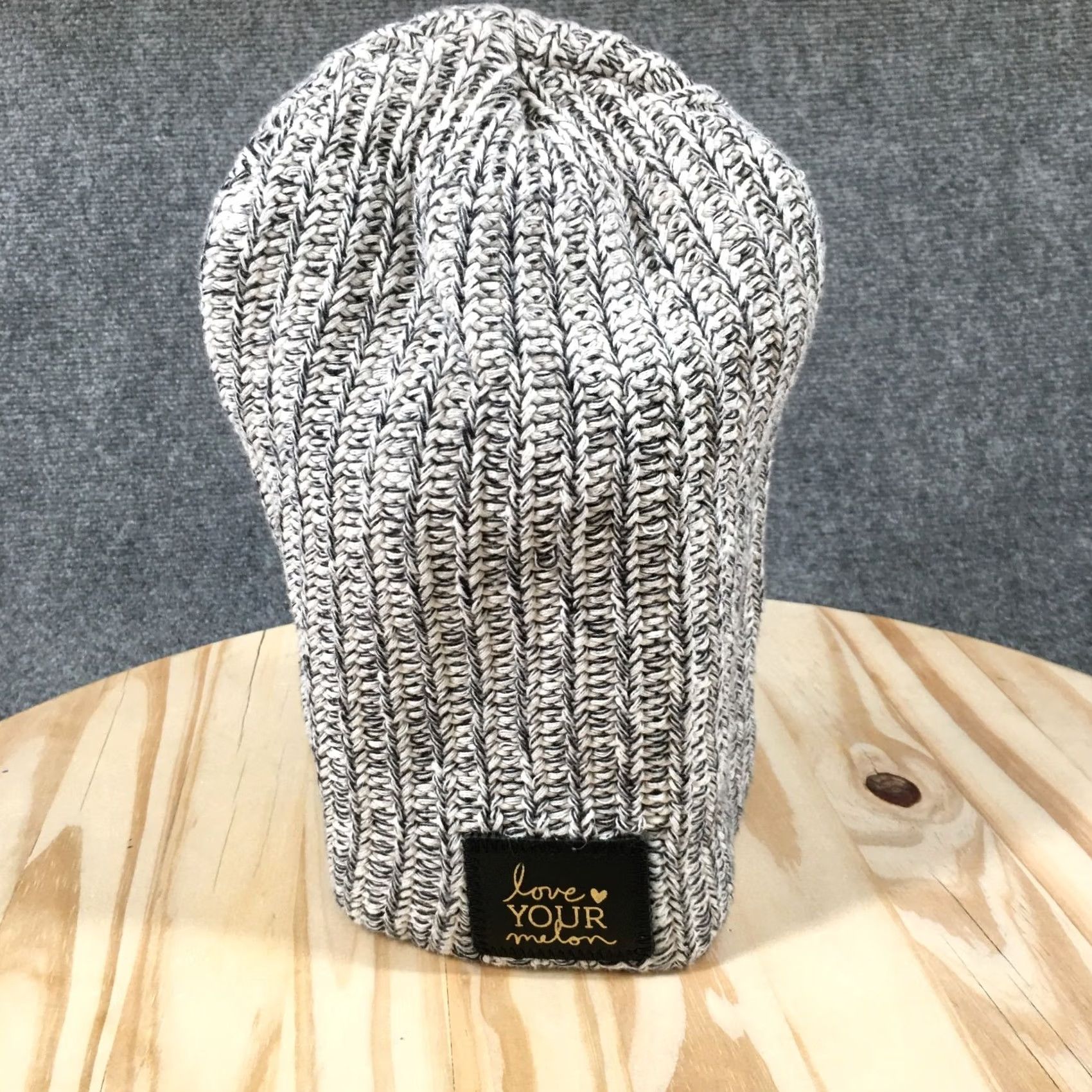 Vintage Love Your Melon Winter Beanie Hat Womens White OS Adjustable Knitted Cotton Size ONE SIZE - 2 Thumbnail