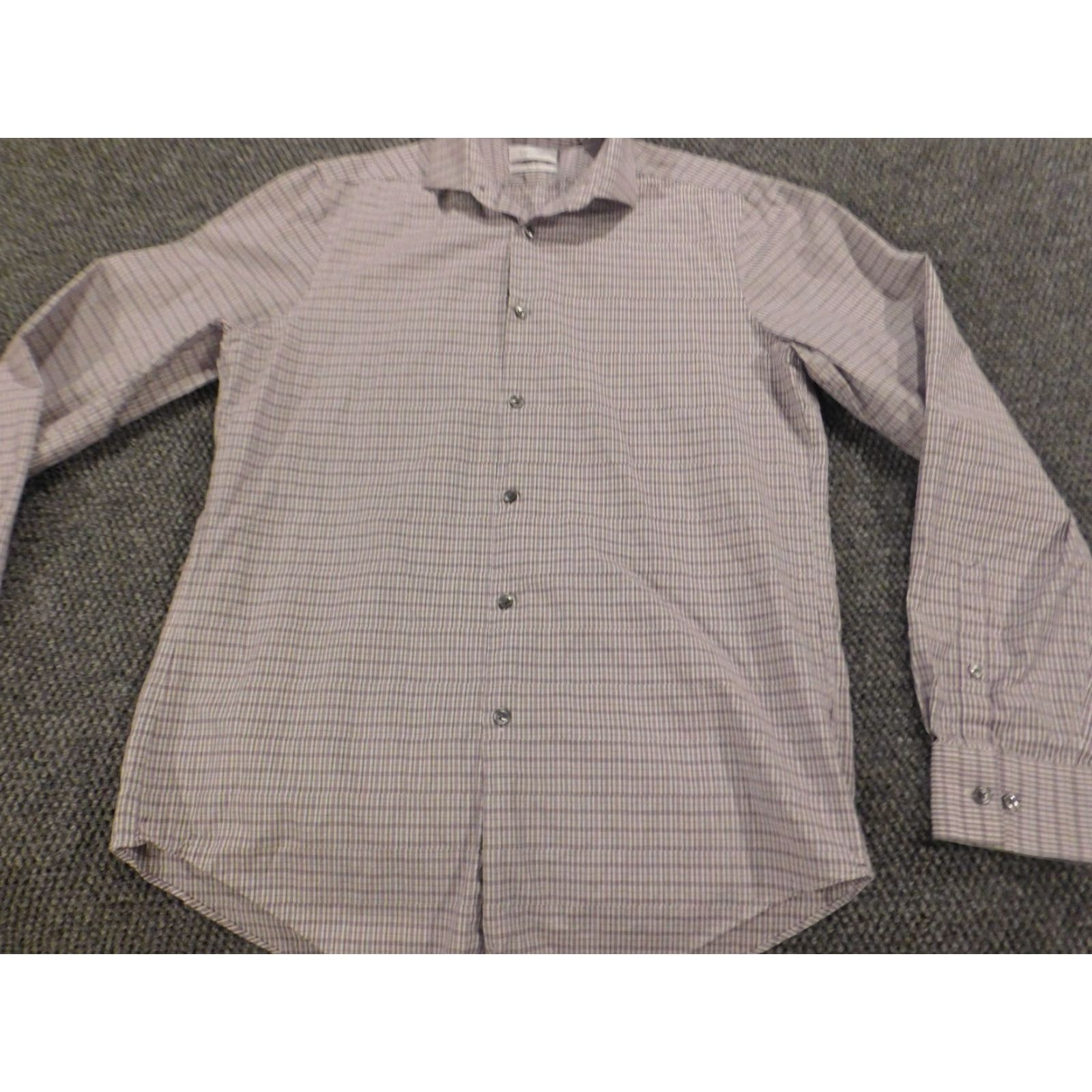 Calvin Klein Calvin Klein Collection Mens Shirt Slim Fit Button-Up Purple Striped Long Sleeve Medium Regular Size M Button-Down Collar Size US M / EU 48-50 / 2 - 4 Thumbnail