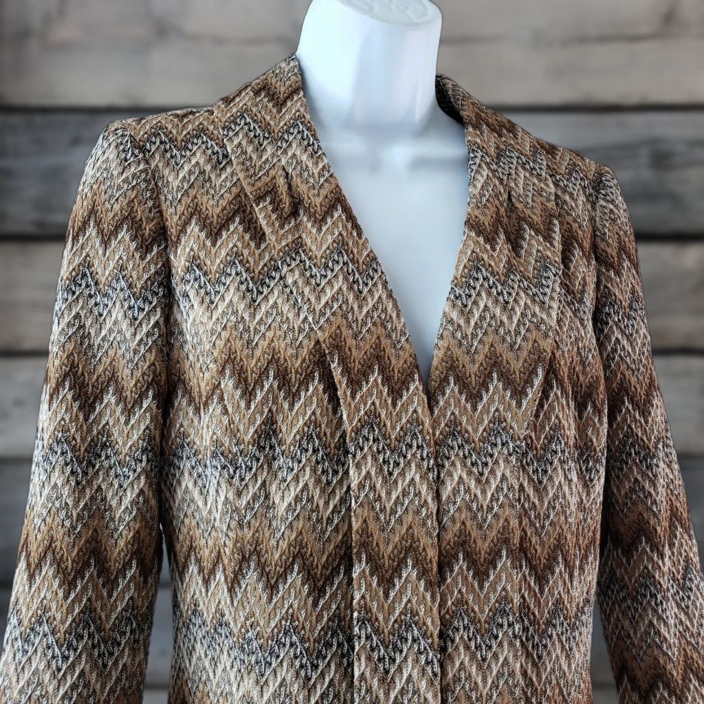 Vintage Classiques Entier Blazer Jacket Small Brown Chevron Long Sleeve Women Vintage No? (adjusted) Size S / US 4 / IT 40 - 1 Thumbnail