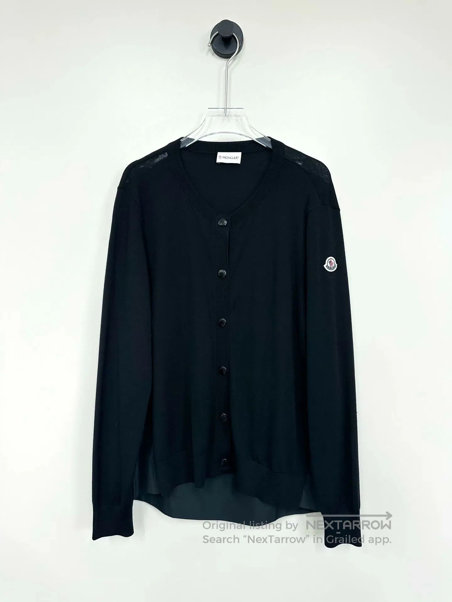 Moncler Moncler Black Sleeve Badge Logo Knit Cardigan with Zipper| Size US M / EU 48-50 / 2 - 1 Thumbnail