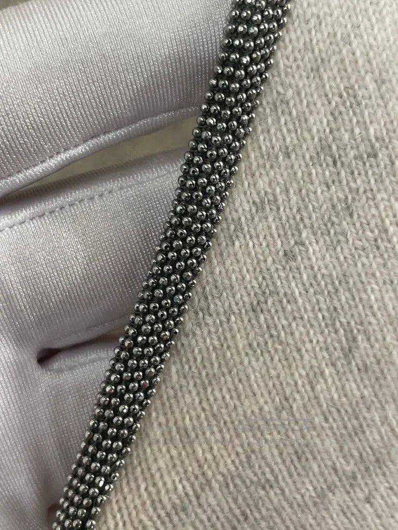 Brunello Cucinelli Brunello Cucinelli Beige Grey Cashmere Beaded T-Shirt Size XS / US 0-2 / IT 36-38 - 7 Thumbnail