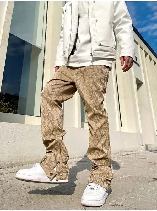 Jean Snake Skin Patent Pu Leather Pants Size US 32 / EU 48 - 2 Thumbnail