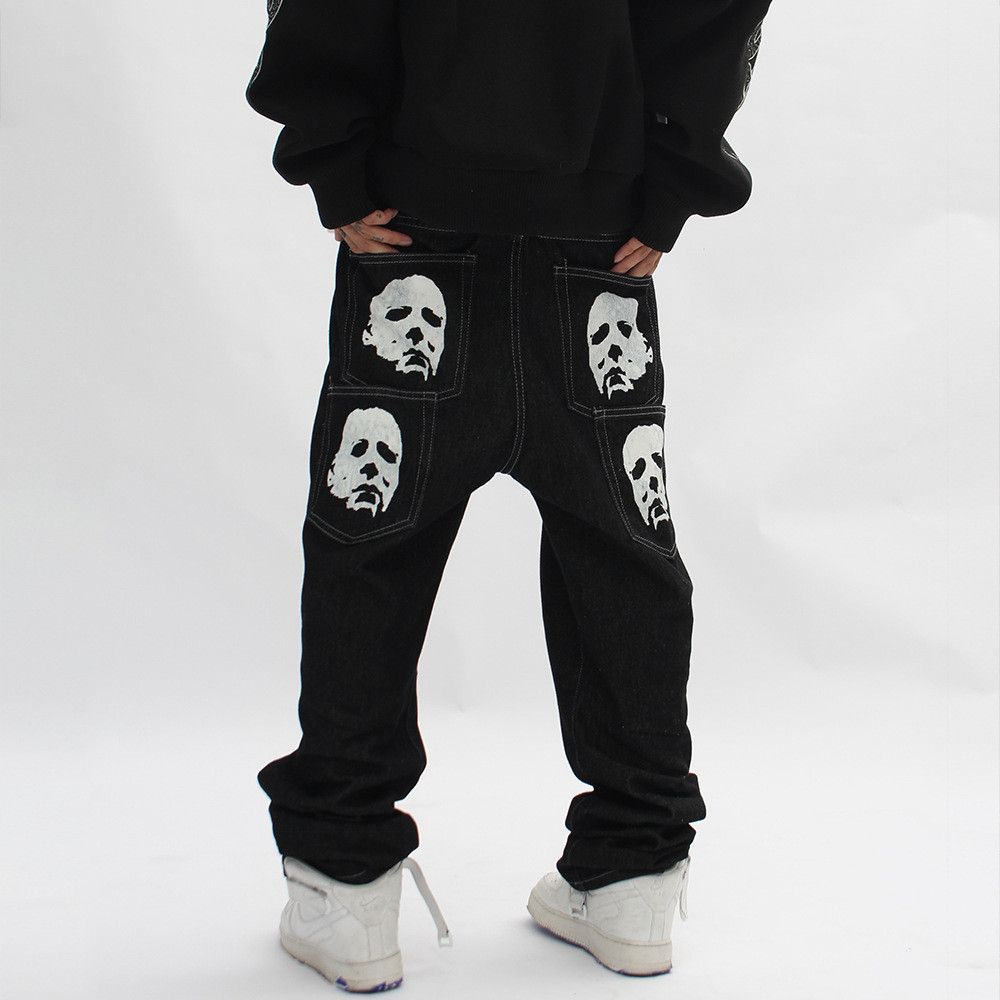 Japanese Brand × Jean Street Vintage Trend Cool Face Printed Straight Jeans Size US 32 / EU 48 - 5 Thumbnail