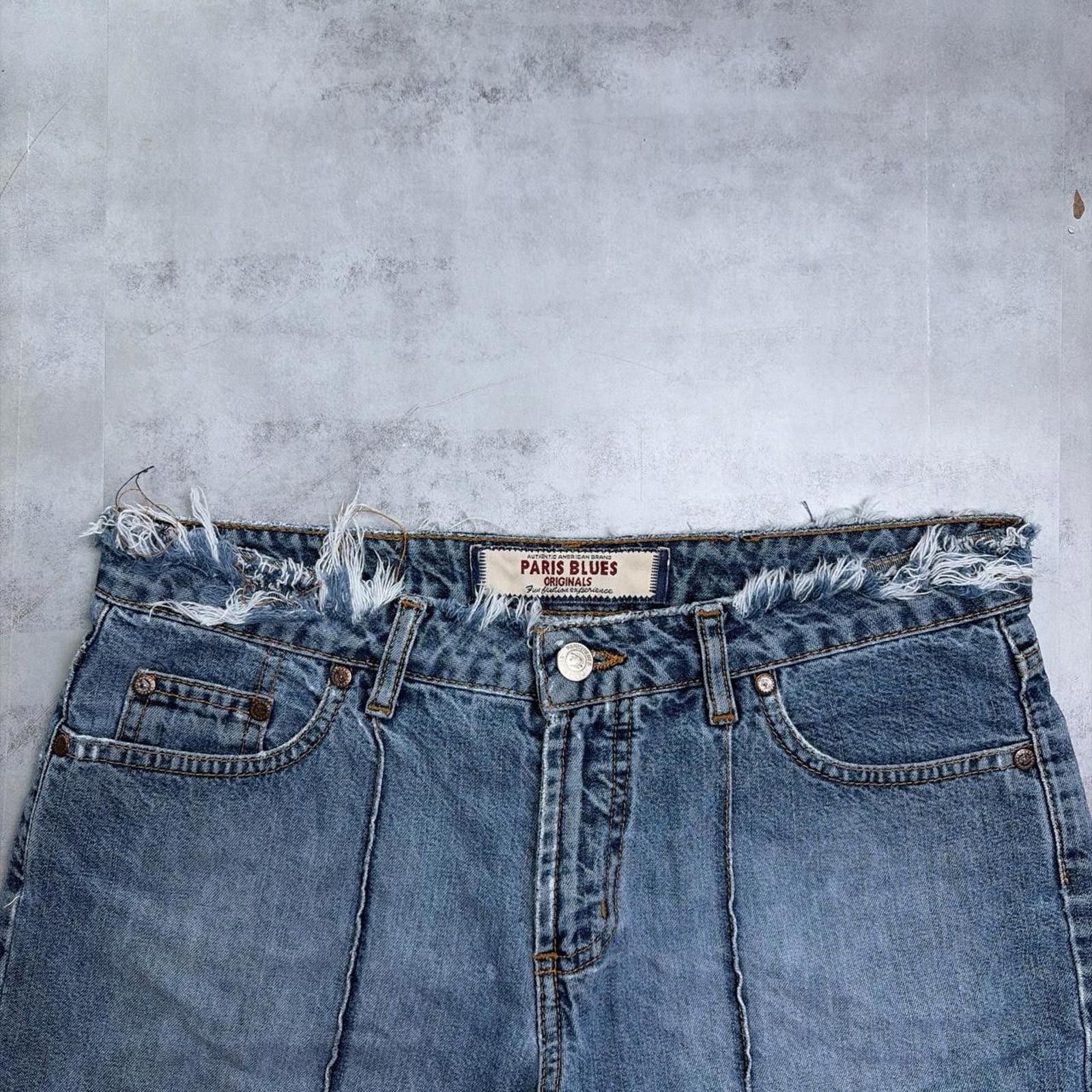 Other Y2K Blue Paris Blues Grunge Distressed Mini Denim Shorts Size 30" / US 8 / IT 44 - 3 Thumbnail