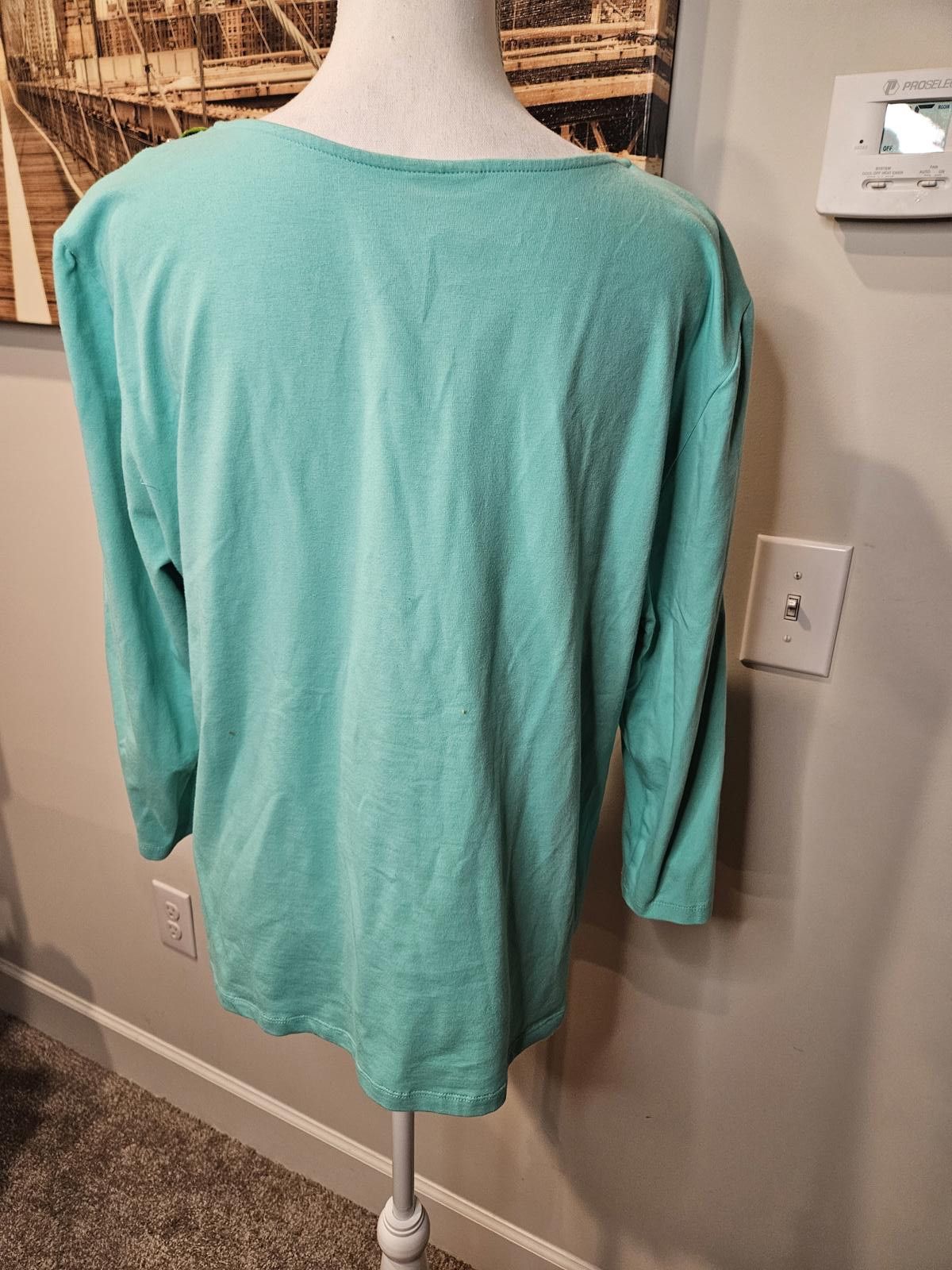 Designer Ruby Rd. Aqua Blue Embellished Top Size XL / US 12-14 / IT 48-50 - 4 Thumbnail