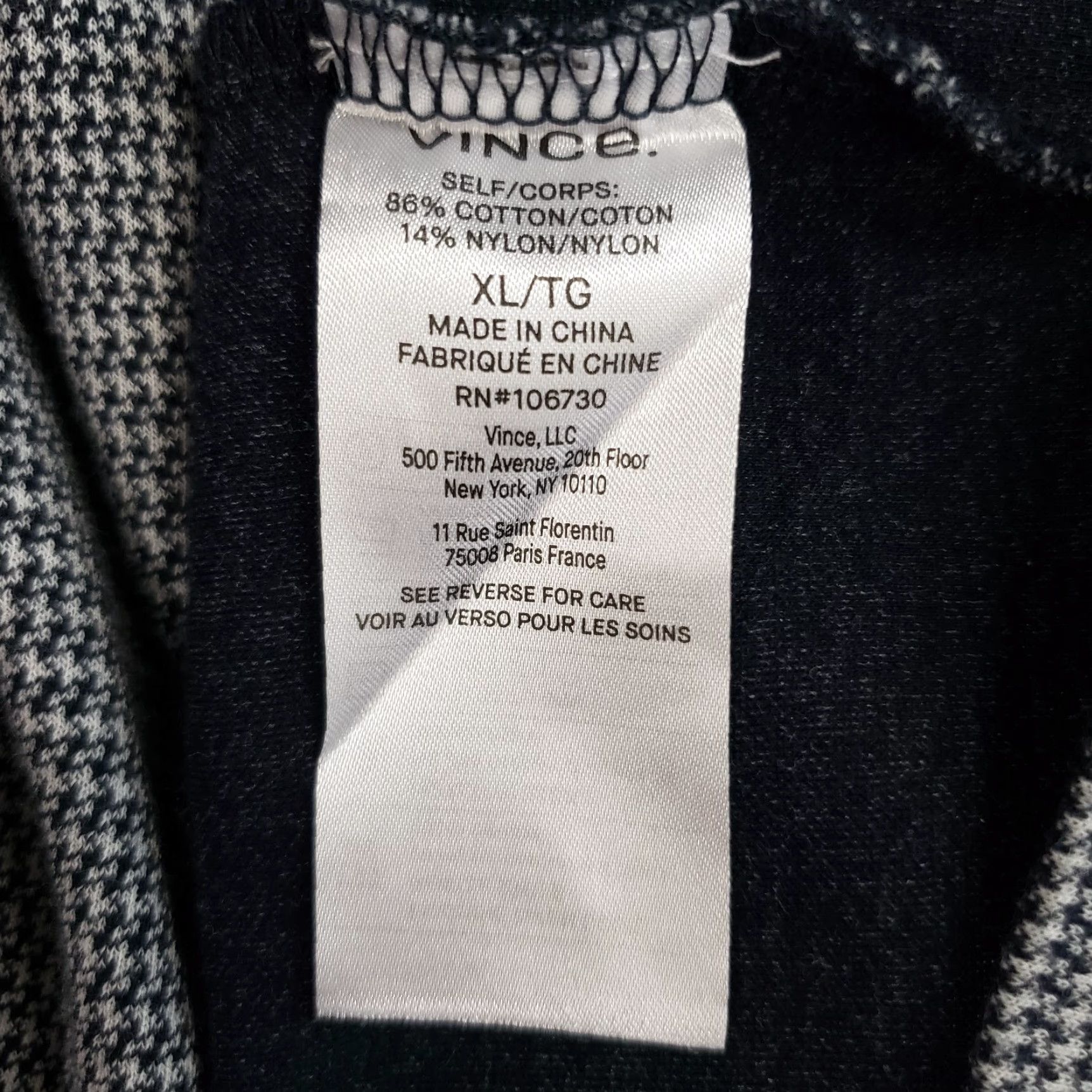 Vince Vince Mens Jacquard Hoodie Sz XL Gray Long Sleeve Cotton Blend pattern Solid Pullover Adult XL Mens Size US XL / EU 56 / 4 - 6 Thumbnail