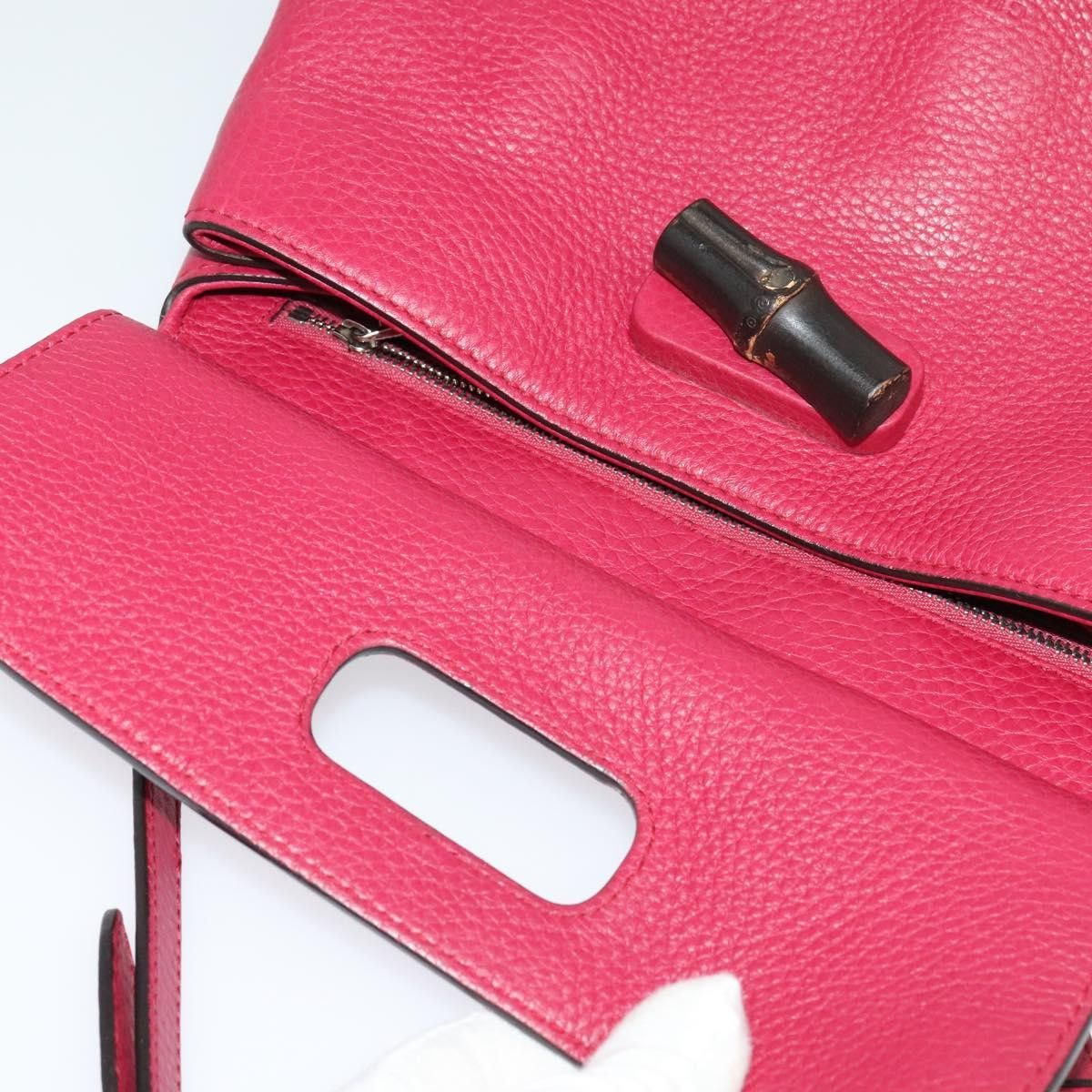 Gucci GUCCI Bamboo Daily Hand Bag Leather Pink Silver Size ONE SIZE - 16 Thumbnail