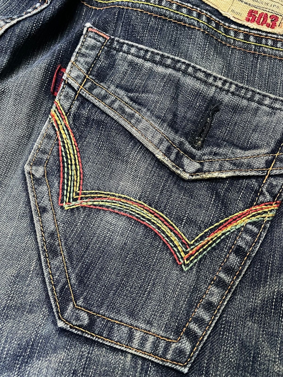 Edwin Rare Edwin 503 Flare Heavy Stitch Multi Colour Denim Jeans Size US 34 / EU 50 - 21 Thumbnail