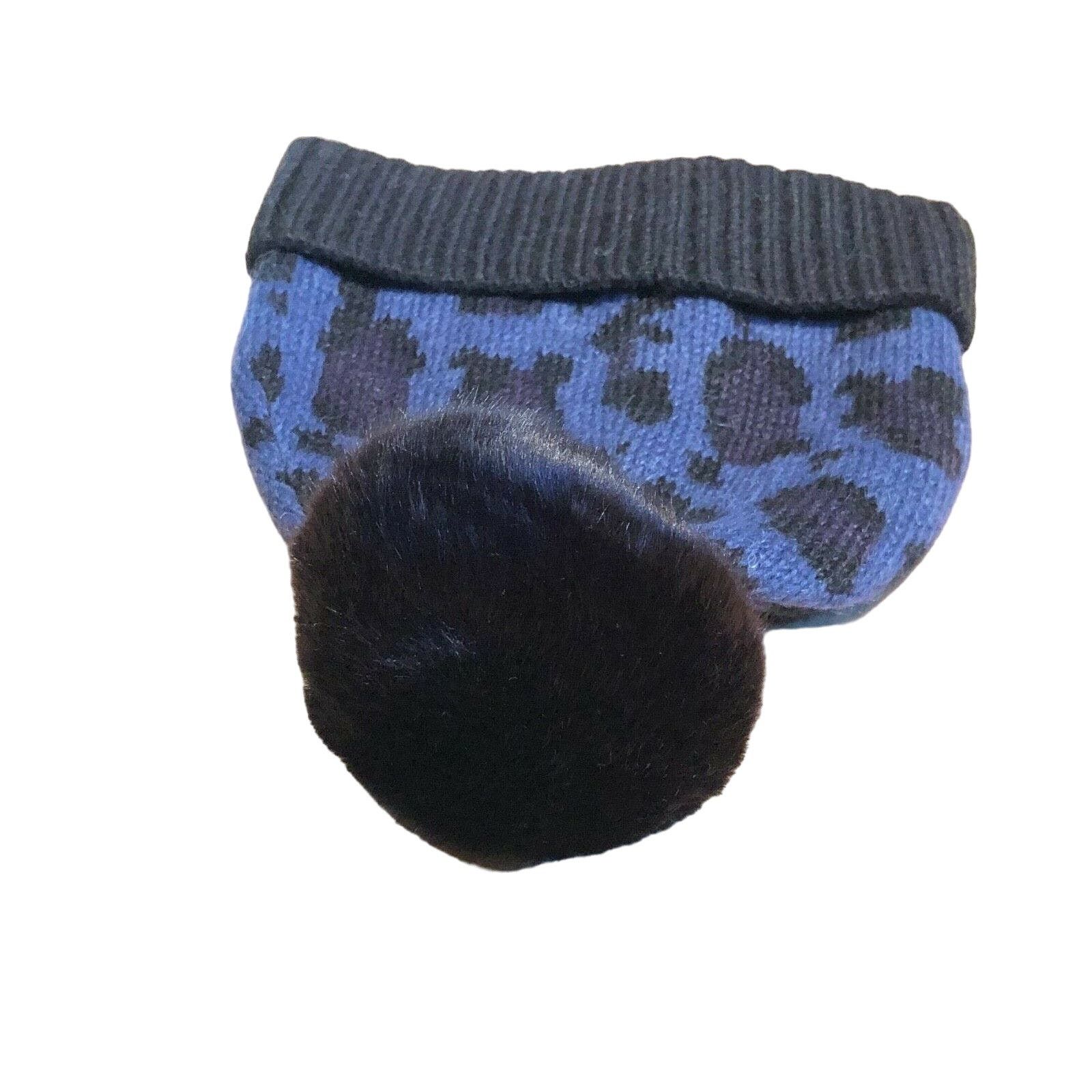 Kate Spade Kate Spade Meow Blue Black Leopard Winter Beanie Hat Size ONE SIZE - 3 Thumbnail