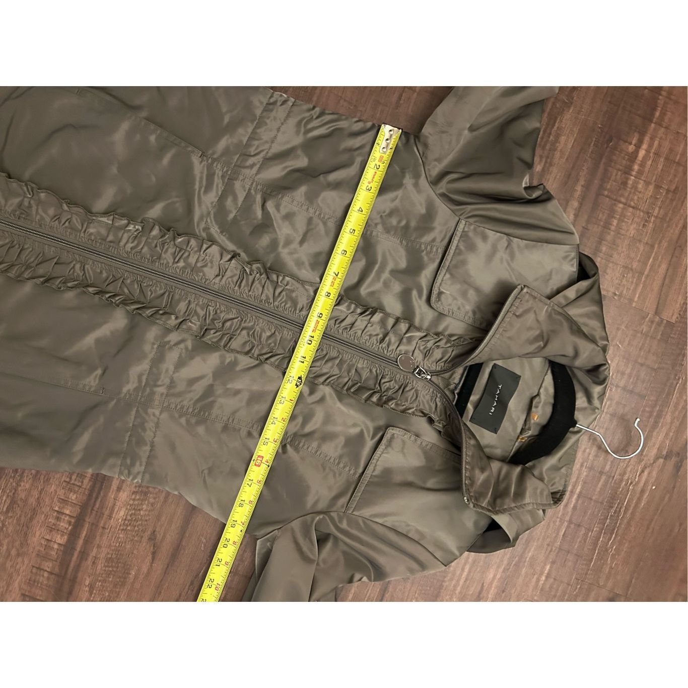Canari Tahari Quilted Ruffle Zip Coat, Hooded Jacket, Sz Medium Size M / US 6-8 / IT 42-44 - 14 Thumbnail