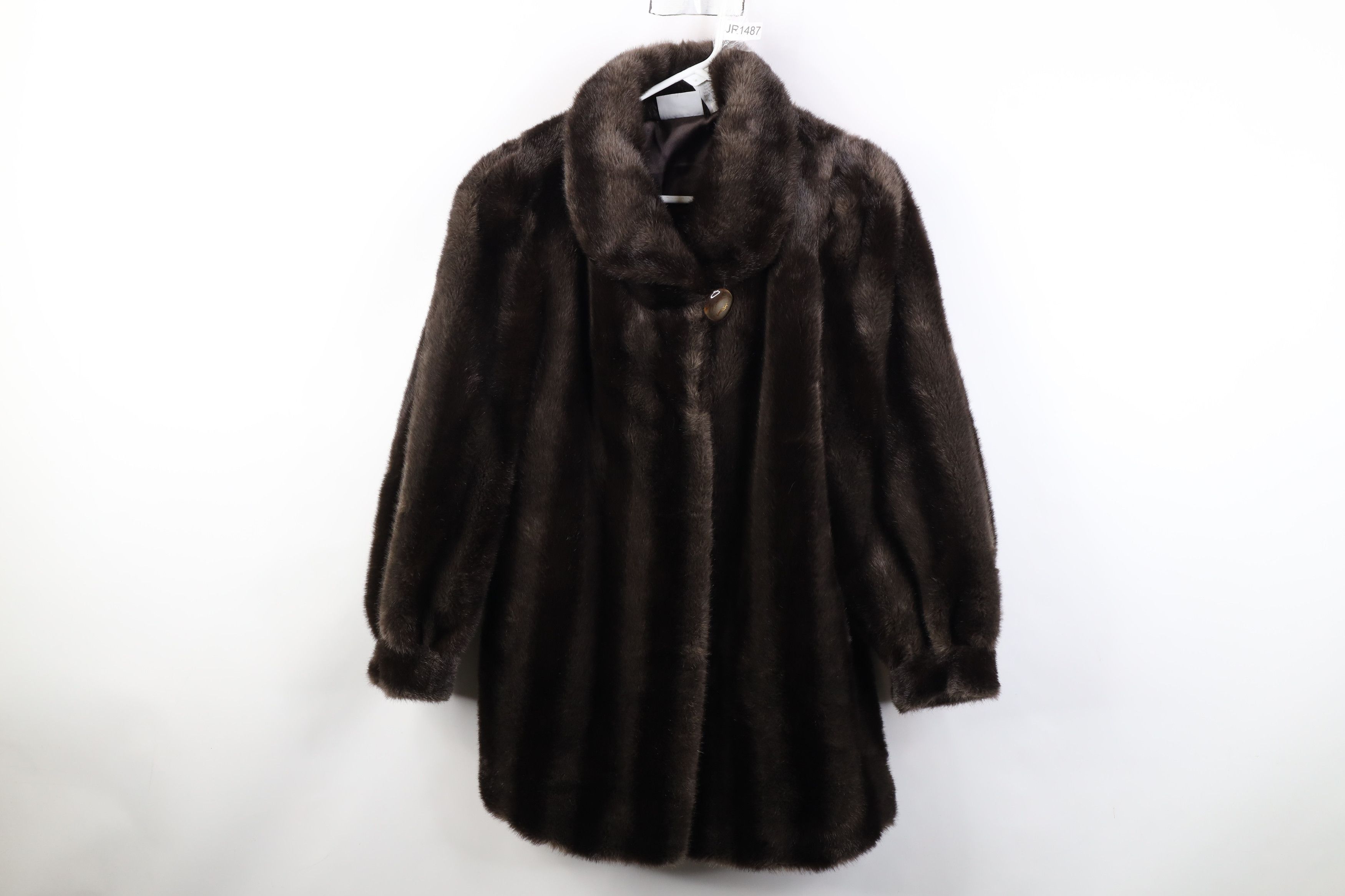 Vintage 90s Streetwear Faux Fur Babydoll Jacket Coat Brown