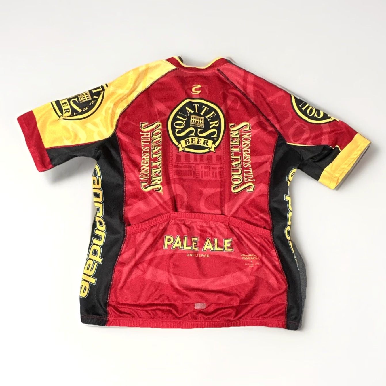 Vintage Cannondale Mens Cycling Jersey Red Medium Short Sleeve Zip High Neck Raglan Breathable Moisture Wicking Quick Dry Graphic Beer Squatters Pale Ale Bike Size US M / EU 48-50 / 2 - 3 Thumbnail