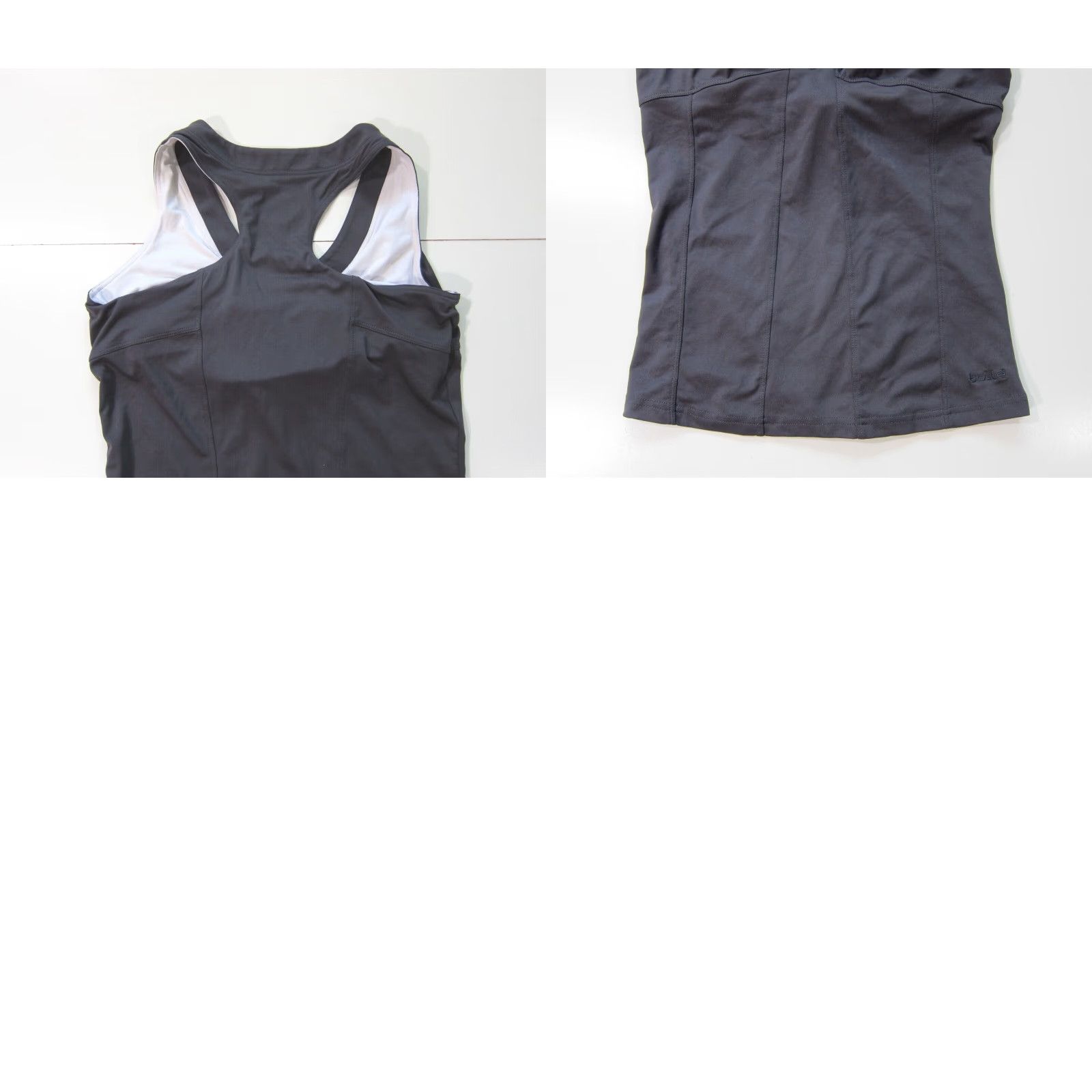 Vintage Bolle' Grey Stretch Built In Bra T-Back Yoga Run Workout Top Shirt Women Small Size S / US 4 / IT 40 - 8 Thumbnail