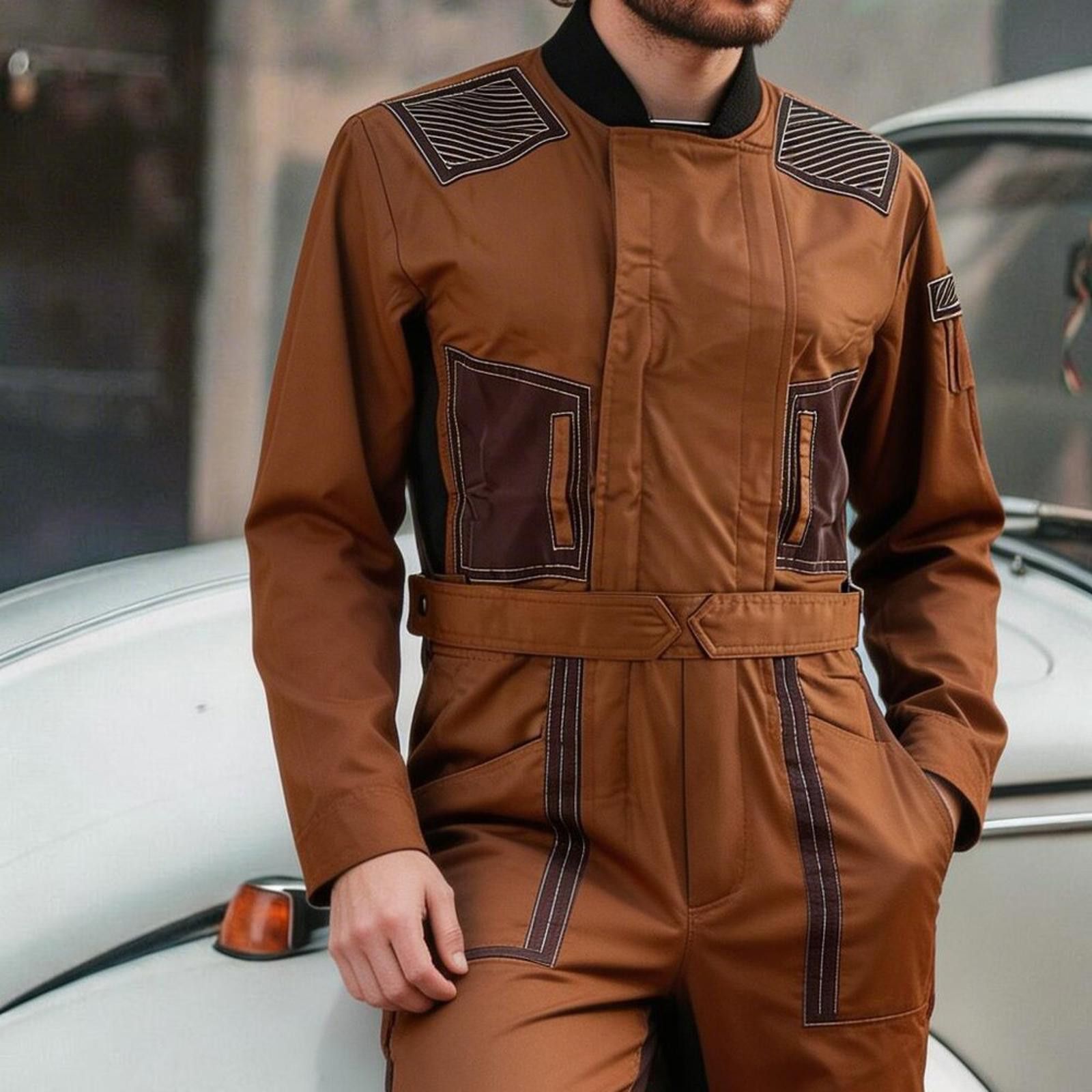 NBDN Nobrandedon Men's Brown Lightweight Utility Jumpsuit in XL NWOT Size US 36 / EU 52 - 1 Thumbnail