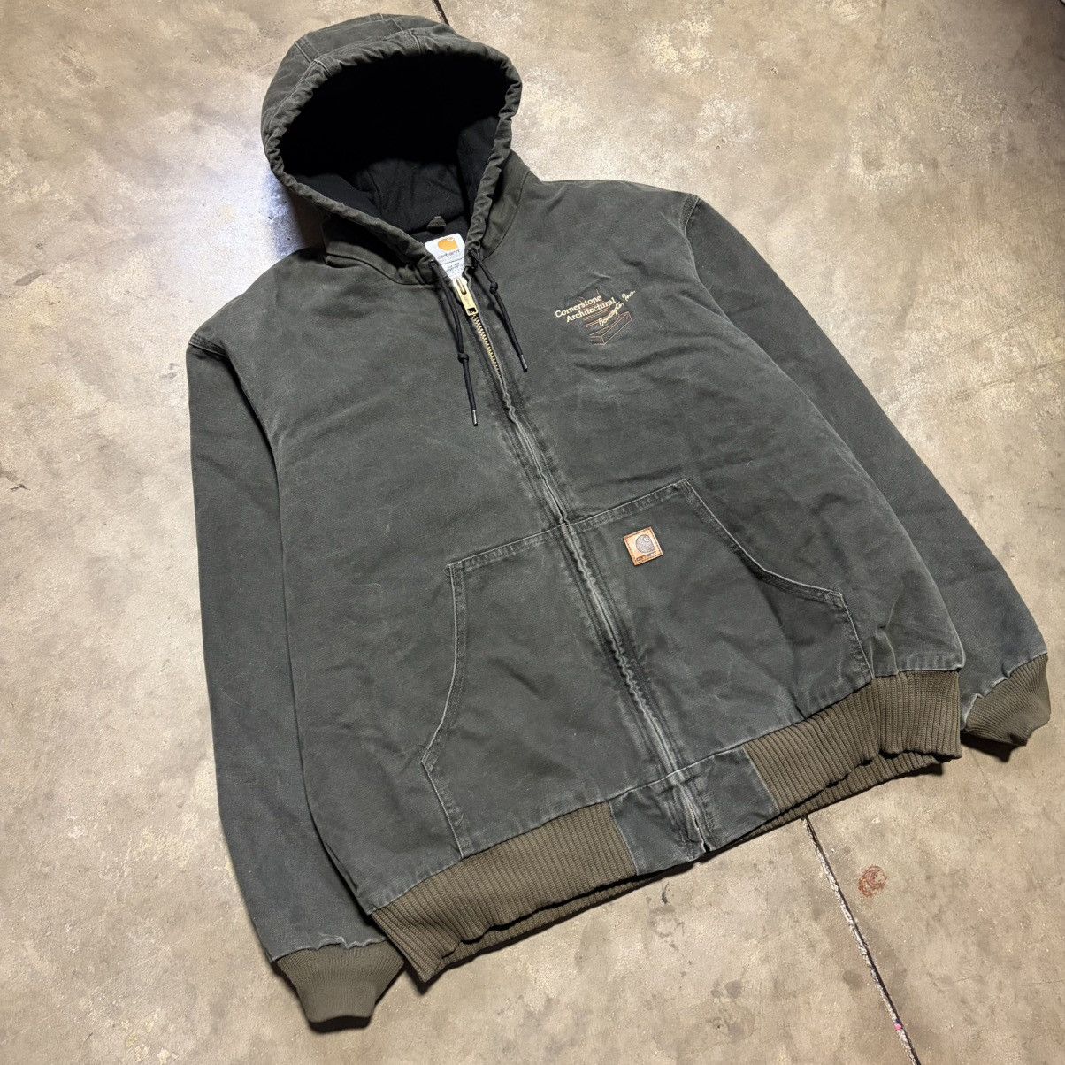 Carhartt Vintage Carhartt Mossy Green Hooded Active Jacket Zip Up Y2K Size US XL / EU 56 / 4 - 2 Thumbnail