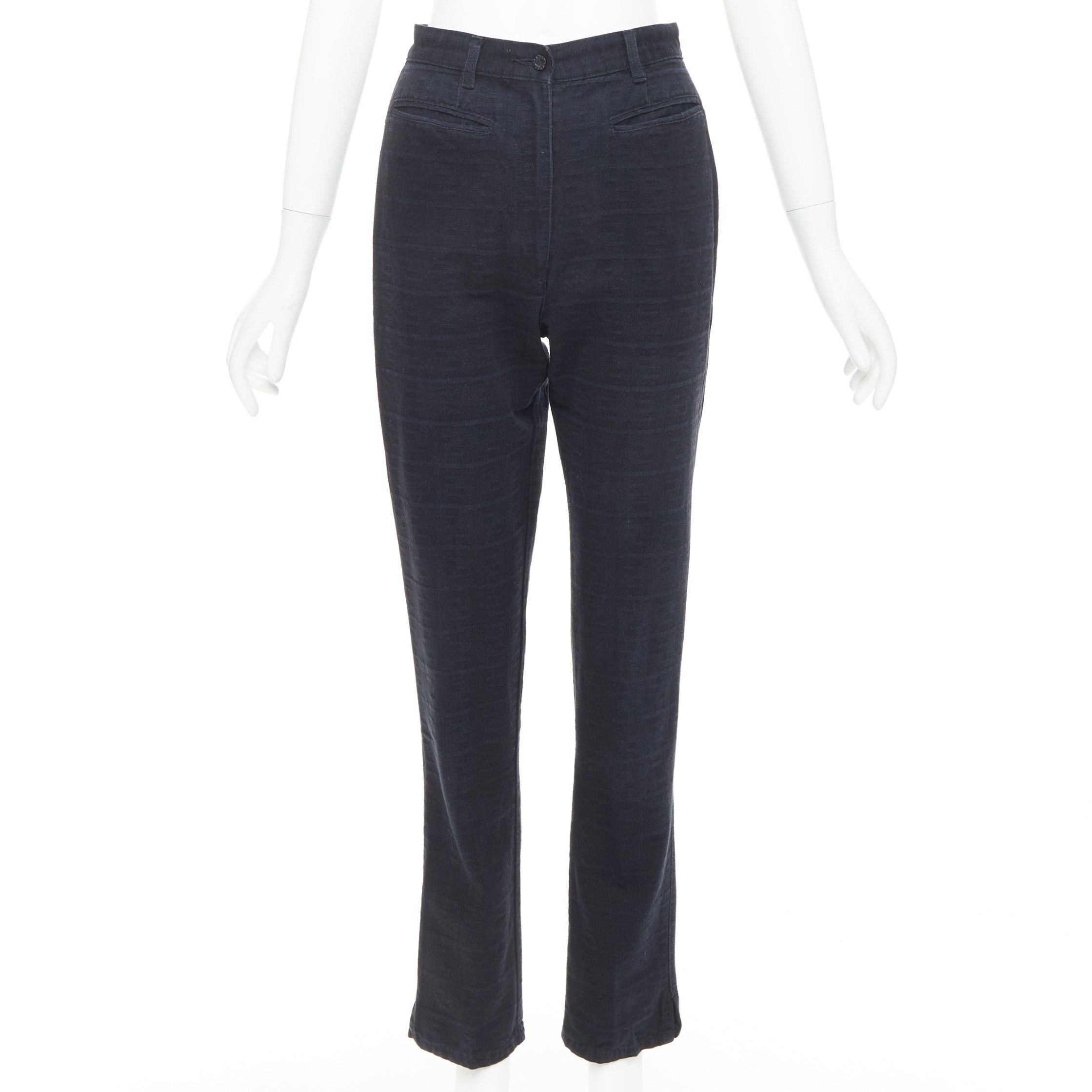 Fendi FENDI JEANS Vintage black FF Zucca cotton jacquard high waisted crop pants Size 24" / US 00 / IT 34 - 1 Thumbnail
