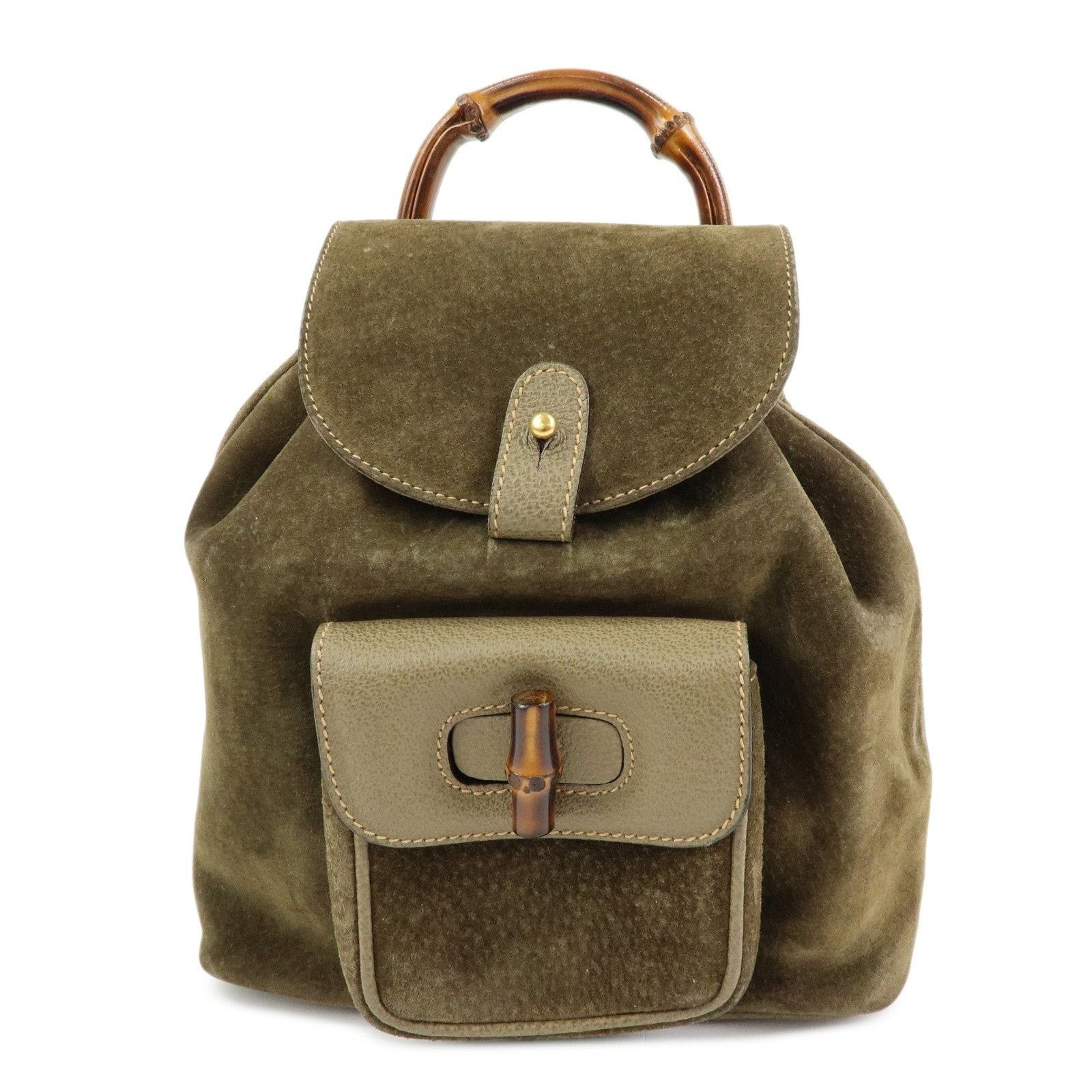 Gucci Gucci Bamboo Suede Backpack Green Size ONE SIZE - 1 Thumbnail