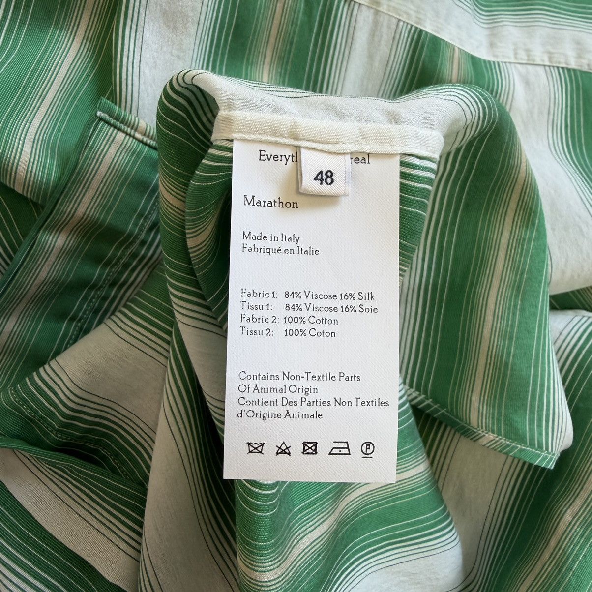 Wales Bonner ‘Cadence’ Green And Ivory Striped Shirt Size US M / EU 48-50 / 2 - 12 Thumbnail