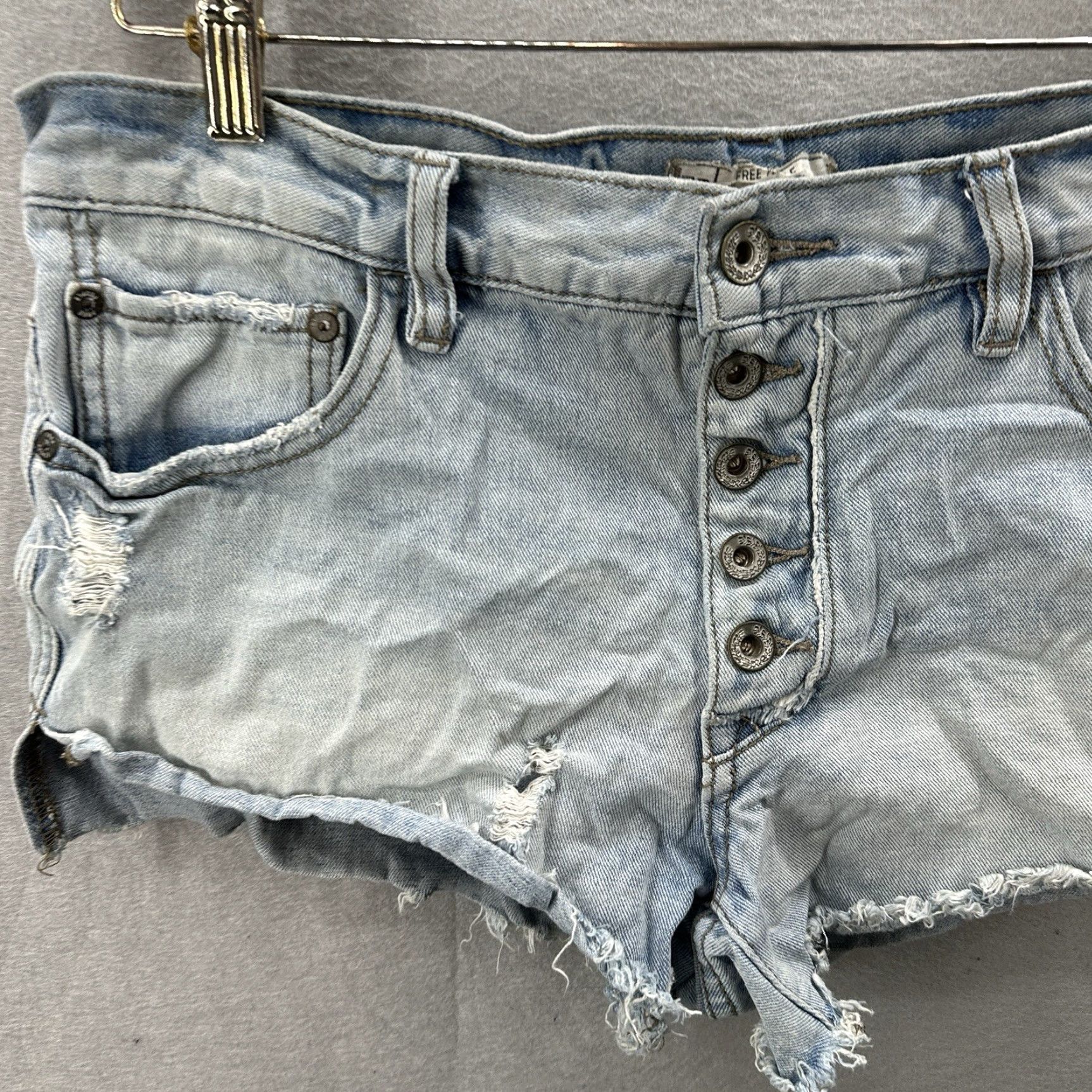 Free People Free People Denim Shorts Womens 27 Shortie Button Fly Boho y2k Blue Size 27" / US 4 / IT 40 - 3 Thumbnail