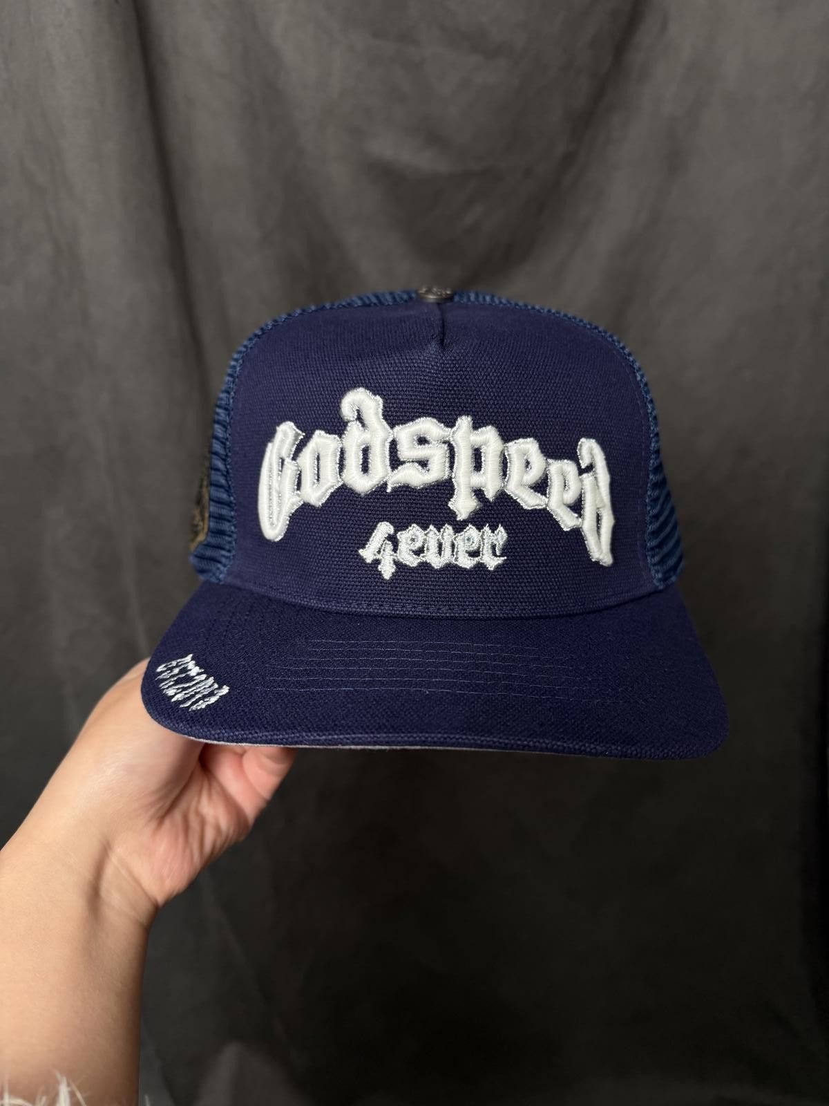 Godspeed Deadstock Y2k Godspeed GS Forever Trucker Snapback Hat Navy Size ONE SIZE - 1 Thumbnail
