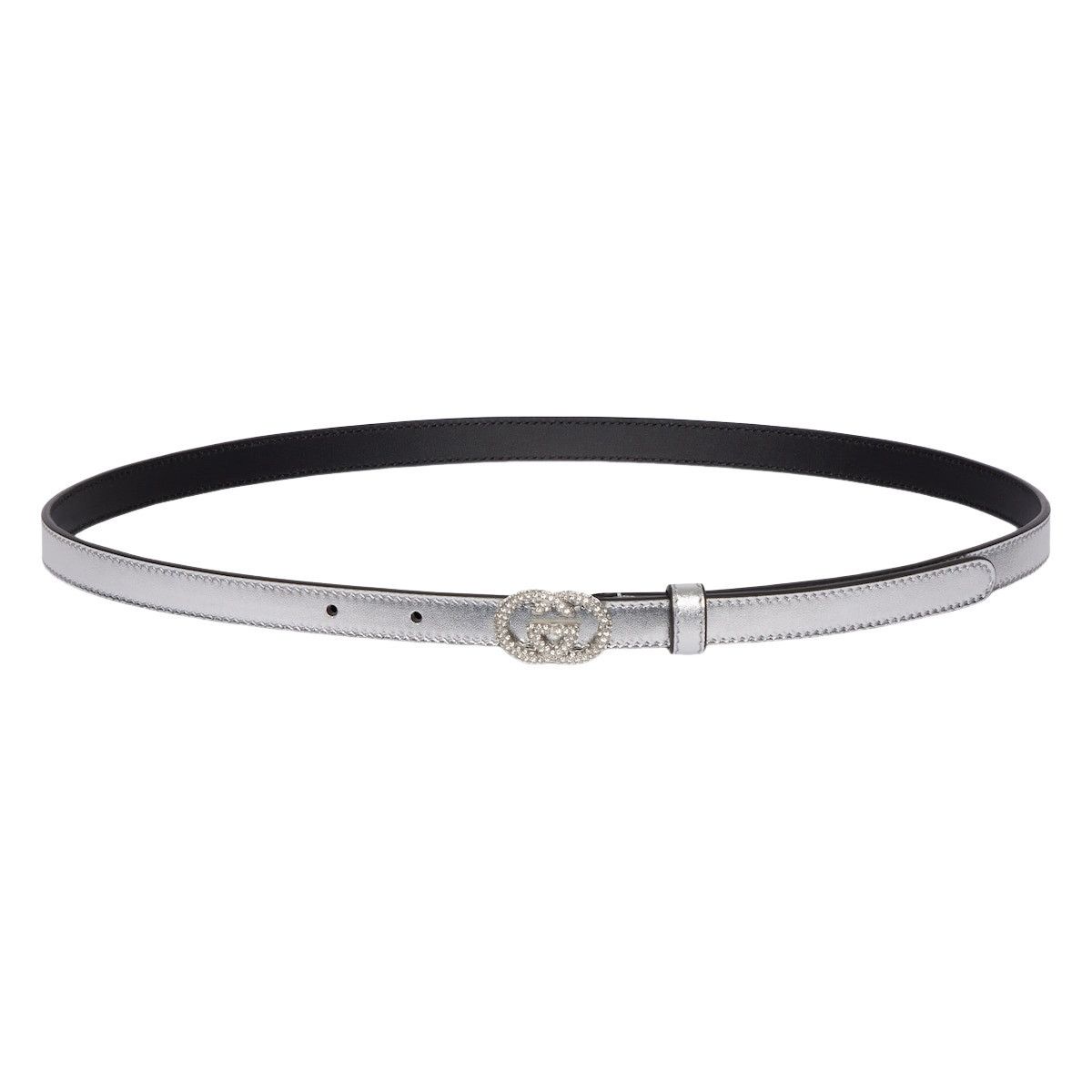 Gucci GUCCI $650 Silver Interlocking G Thin Belt New & Authentic ( Size ONE SIZE - 1 Preview