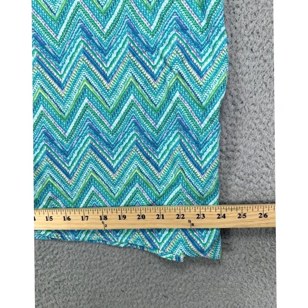 J. Jill J. Jill Button Up Sleeveless Shirt Womens Large Blue Green Geometric Top Ladies Size L / US 10 / IT 46 - 8 Thumbnail