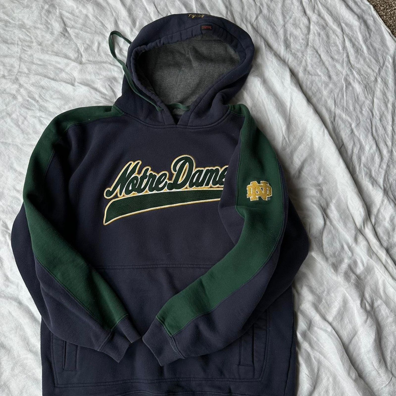 Jansport × Vintage Vintage 00s jansport heavy cotton notre dame hoodie Size US M / EU 48-50 / 2 - 7 Thumbnail