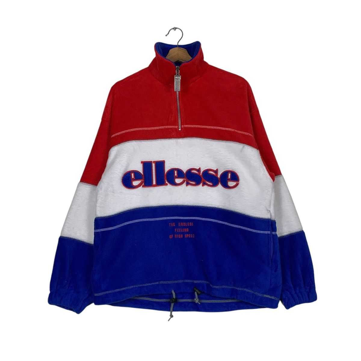 Vintage Ellesse Color Block Big Logo Fleece Sweater